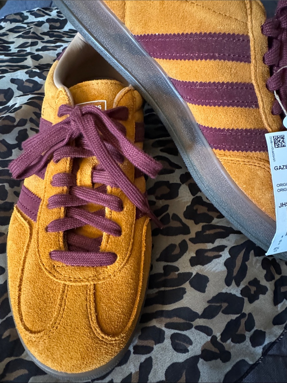 adidas Gazelle Suede Sneakers in Mustard Yellow & Burgundy